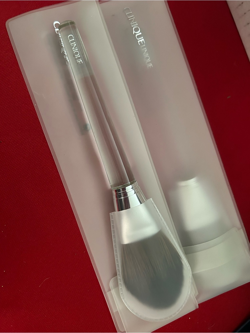Clinique Powder Foundation Brush Full Size NY London Paris New in Orig Sleeve
